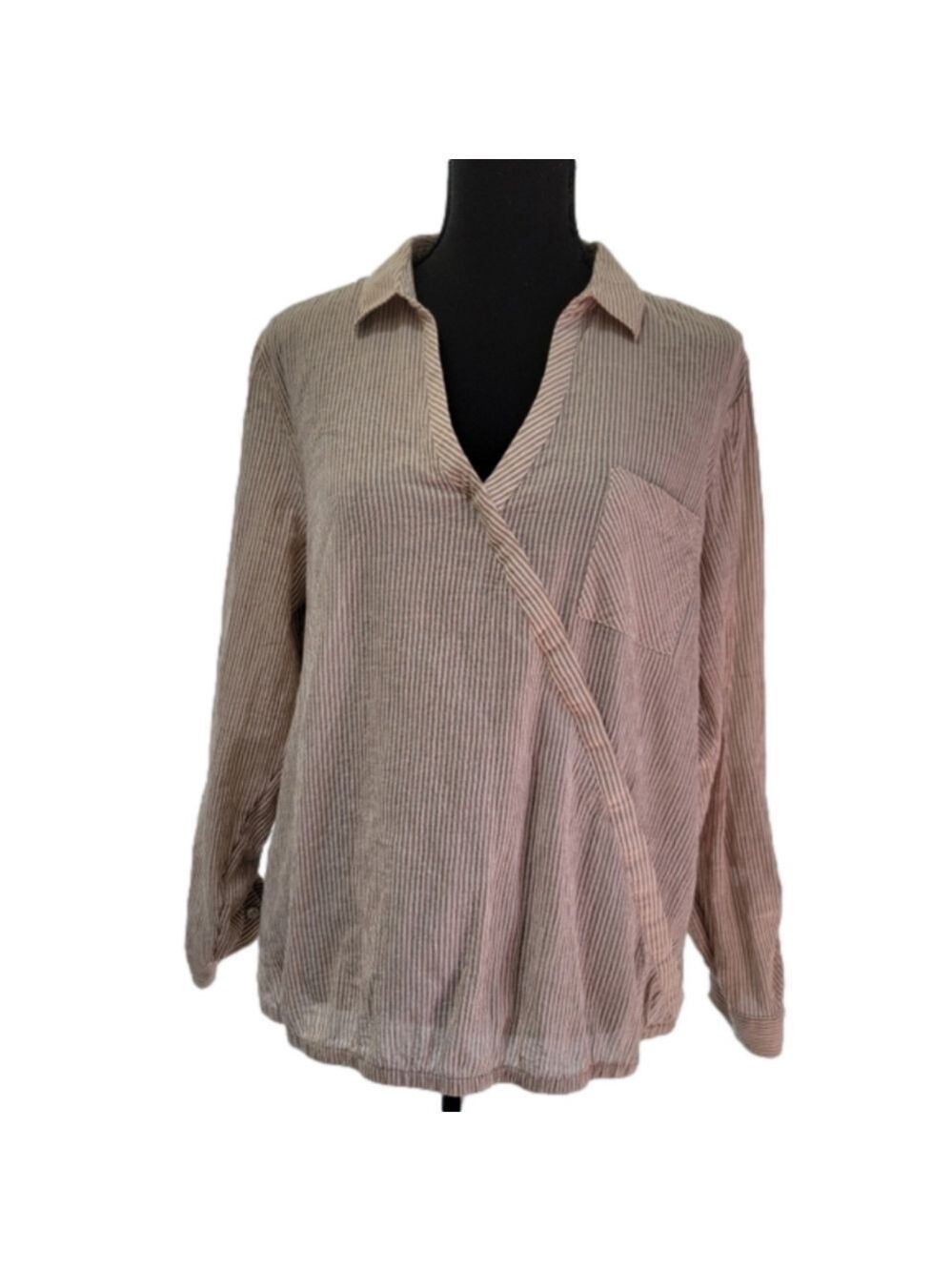 J Jill V-neck Long Sleeve Blouse Size Petite Large EUC